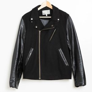 WeSC  Genuine Leather Wool Biker Jacket